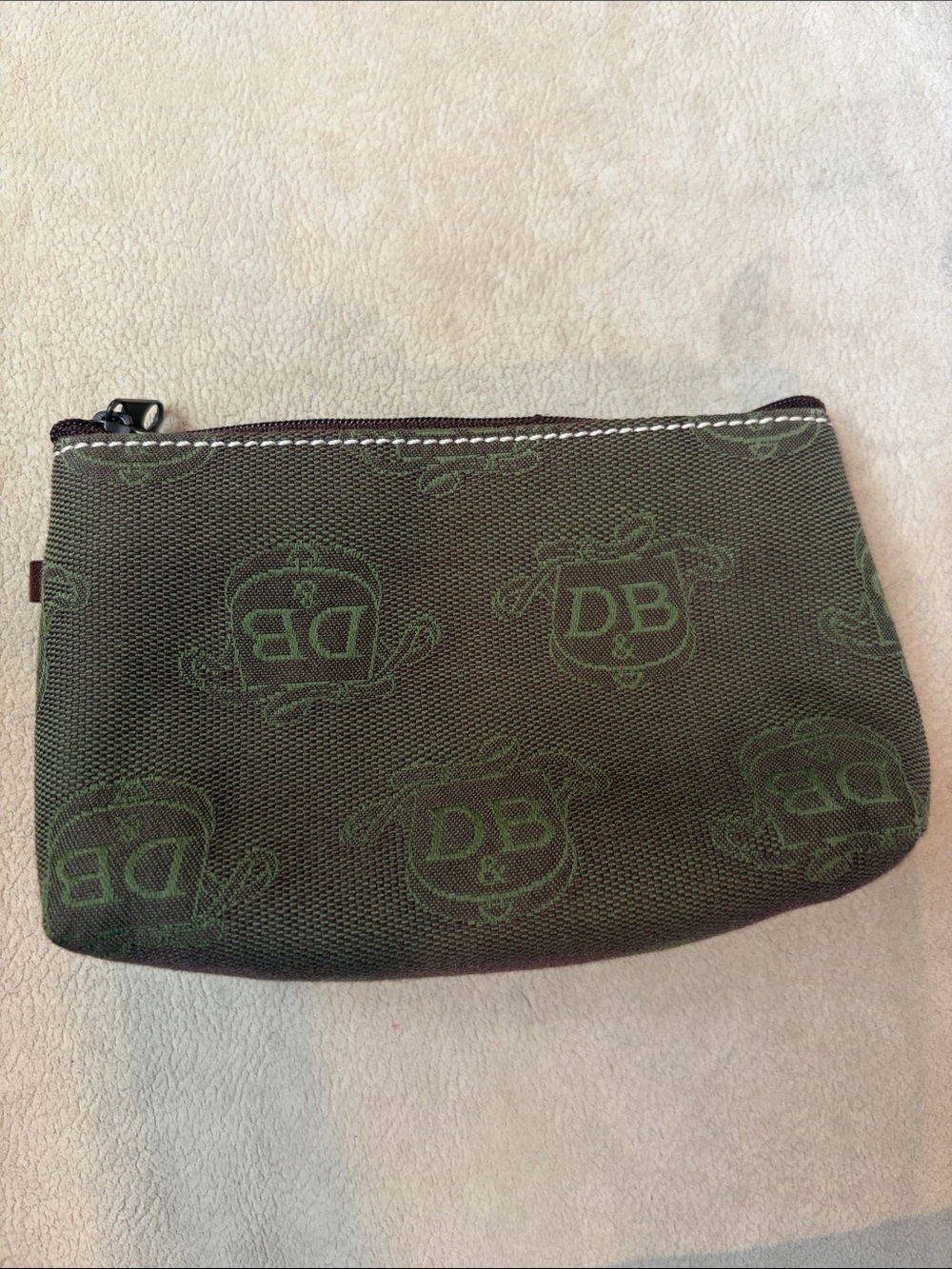 Dooney & Bourke Olive Green Logo Canvas Zip Pouch - Vintage GUC